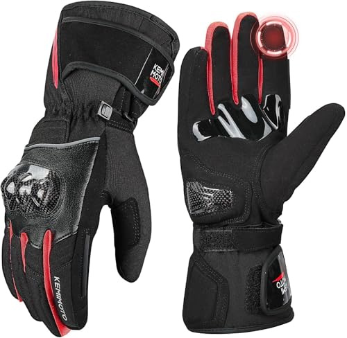 KEMIMOTO Gants de Moto Hiver, Imperméables, Tactiles, pour Homme, Adultes