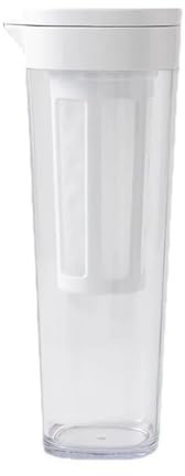 Pitcher 1100ml Plastic Cold Water Pitcher, Jug Carafe Iced Coffee Pot for Fridge Door,Made Lemonade Hot/Cold Water Carafe(White)