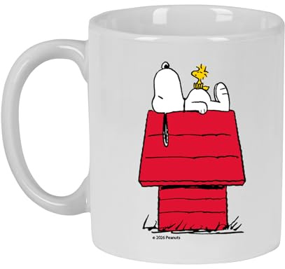 SNOOPY - Taza Grande de Cerámica, Resistente, Ligera, Duradera, 350 ml, 8x9.5 cm