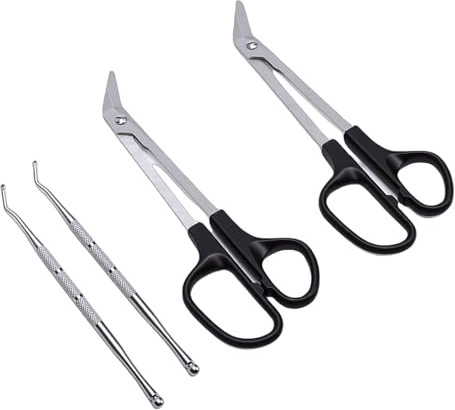 TYTOGE Long Handle Toenail Scissors Stainless Steel Bandage Scissors with Nail Lifters for Salon Home Use