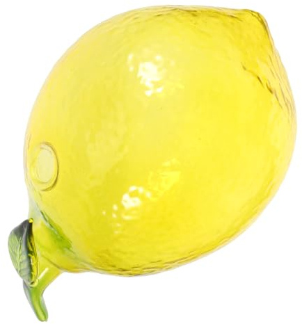 GLSTOY Glass Lemon-Shaped Fruit Vase Small Decorative Floral Bud Vase Creative Mini Glass Ornament for Home Décor Table Centerpiece