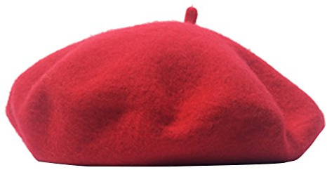AIYUE Women Men Warm Beanie Hat Solid Color Wool French Beret Artist Painter Fancy Dress Costumes Red Red 10.6 in