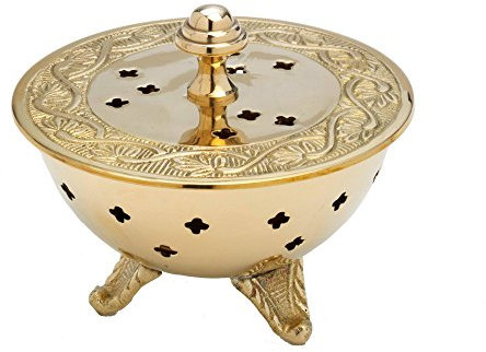 NKlaus Rökelseskål stativ rökelsebrännare Deco skål mässing diameter 11 cm 7574, Mässing