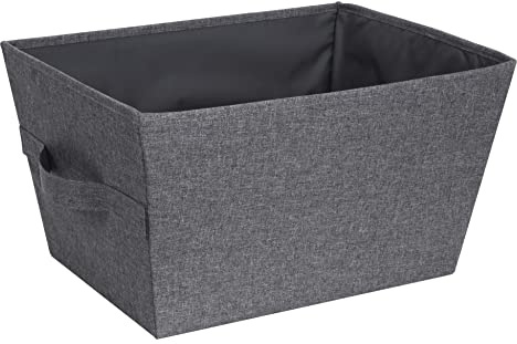 Bigso Box of Sweden Cestino portaoggetti trapezoidale grande – Cesto pieghevole con maniglie per coperte, vestiti, scarpe, giocattoli e altro – Contenitore armadio in poliestere e cartone – grigio
