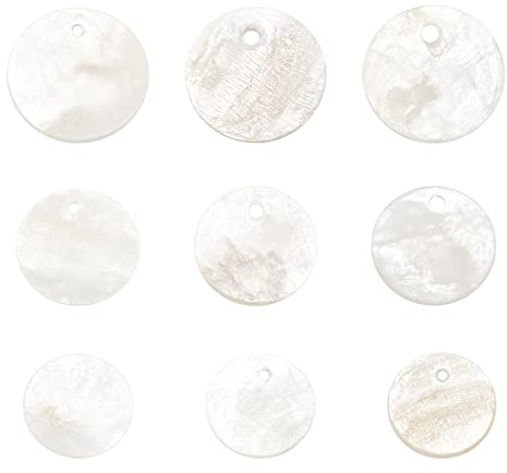 BENECREAT 240pcs 12/15/20mm Natural Madre de Perla Shell Colgantes Mini Disco Redondo Plano Moneda Conchas Colgantes para DIY Collares Joyería Fabricación Accesorios