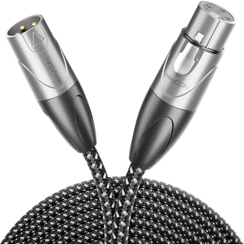 deleyCON 10m Mikrofonkabel XLR Stecker auf XLR Buchse Kabel (Studio Qualität, OFC Kupfer) - für Mikrofon, Verstärker, Mischpult, Aufnahmestudio, Lautsprecher, Aktivlautsprecher - 3 Polig