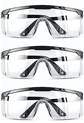 Euxor, (3 Pack) Safety Glasses Anti Fog & Shattered Proof, ANSI Z87.1 & EN 166 UV Resistant Protective Eyewear Safety Goggles, Wide Frame Eye Shield Goggles Scratch Resistant Best Eye Protection