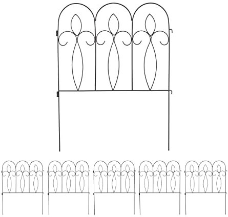 Relaxdays Recinzione per Aiuole, 6 Pannelli, H x L: 81 x 63 cm, per Aiuole in Giardino, Design Decorativo, Ferro, Nero