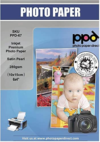 PPD 50 x 4x6 (ca.10x15cm) Inkjet Profi Fotopapier 280g Satin, Sofort Trocken, Wasserfest PPD-67-50