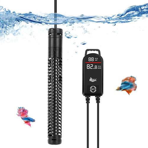 AQQA Riscaldatore per acquario, 300W/500W/800W/1000W/1200W riscaldatore ad immersione per acquari con display digitale LED e protezione da sovratemperatura, per acquari di acqua salata e dolce