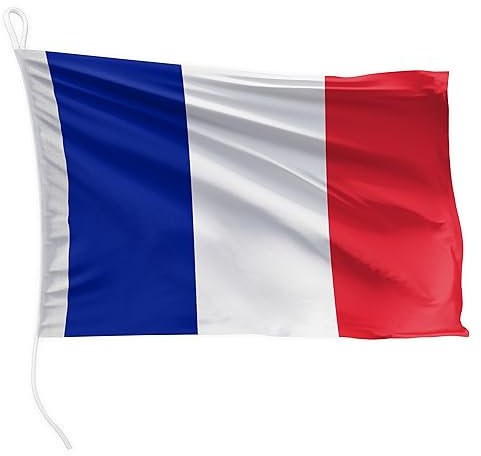 FLAGLY Drapeau de bateau France 45 x 30 cm format paysage - 115g/m² poids du tissu - imprimé, robuste avec corde & boucle, Accessoires Bateaux à moteur