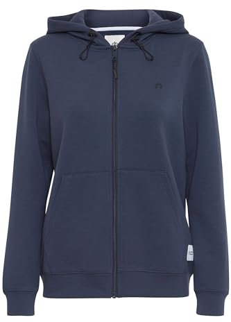 NORTH BEND NBTara Damen sportliche Sweatjacke Kapuzenjacke Hoodie atmungsaktiv und komfortabel mit Kapuze, Größe:36, Farbe:Blue Nights (2154)