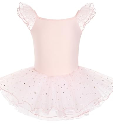 HIPPOSEUS Niña Tutu Vestidos de Ballet Maillot de Danza Gimnasia Leotardo Body Clásico para Niñas Body Traje de Baile,Y04-Lentejuelas Rosa,4-5 Años