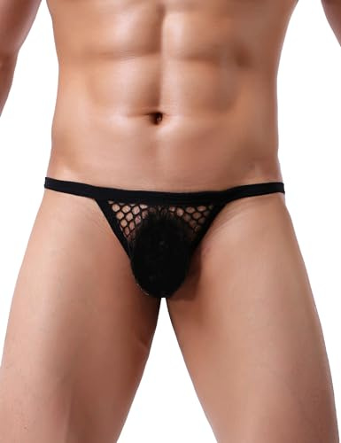 ohmydear String Män Sexiga G-String Heta Underkläder Tanga Män Spets Mesh Trosor Andningsbara Erotiska Trosor Mjuka Trosor Låg Midja G-String T-Back Bikini Fishnet