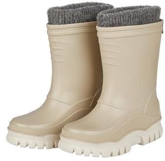 Sterntaler Gummistiefel uni gefüttert - Unisex Kinder Regenstiefel mit herausnehmbarem Innenschuh - warme, wasserdichte Kinderstiefel - Matsch- und Regenschuhe, beige, Größe 23