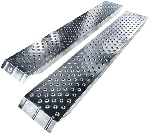 VOUNOT® Loading Ramps, Set of 2 Heavy Duty Steel Ramps, for Van, Lawnmower, ATV, Quad Motorcycle, Capacity 400 kg, 160 x 23 x 5 cm