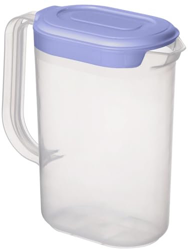 3 Pack 1.5Liter Fridge Door Jug with Lid & Handle Reusable Plastic Pitcher Container with Handle & Pouring Spout Spill-Proof Liquid Container for Milk, Juice, Water, BBQ & Party