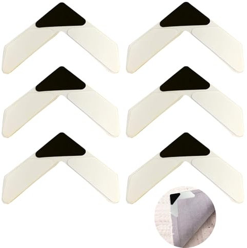 Rug Grippers - Anti Curl Corner Grippers for Carpet, Laminate, Wooden, and Tiled Floors, 6 Pack Non-Slip Rug Pad Grippers, Carpet Stickers for Rugs, Rug Gripper for Carpeted and Laminate Floor