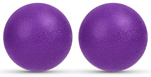 URAQT 2 Pièces Balles de Massage, Balle Lisse Lacrosse, Massage de Trigger Point, Boule Myofasicale, Lacrosse massage ball pour la relaxation musculaire ultime, l'automassage,Violet
