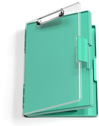 Hongri Clipboard with Storage, Green 8.5 x 11 Folder Nursing Side Opening, Heavy Duty with Dual Compartment, Dry Erase Clear Cover, Smooth Writing for Teachers, Classroom, Office & School Supplies