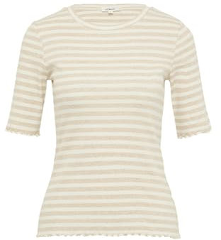 s.Oliver Geripptes T-Shirt mit Ziersaum