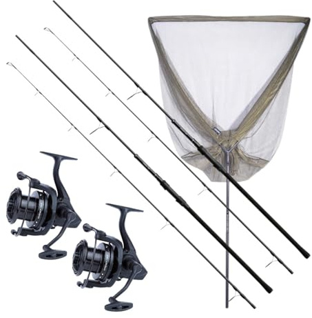Sonik Xtractor+ 2 Rod Carp Kit 9ft (2.75lb) (Rods+Reels+Nets) | Carp fishing combo