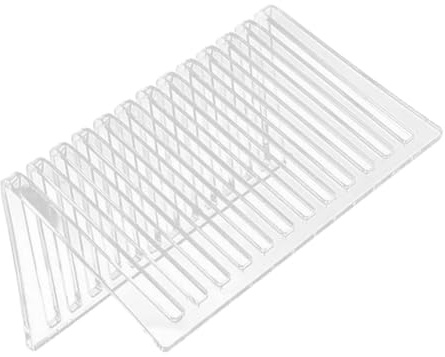 Yardenfun Soporte para Discos de Vinilo Transparente de Acrílico con Ranuras Estante Organizador Resistente para Almacenamiento de y Revistas para Oficina y Hogar