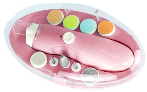 DONFAMDS Kit de Manucure Électrique Portable Capacité 300Ma 9-en-1 Tête de Meulage, Polisseuse à Ongles sans Fil en Résine ABS Transport Rangement pour Ongles