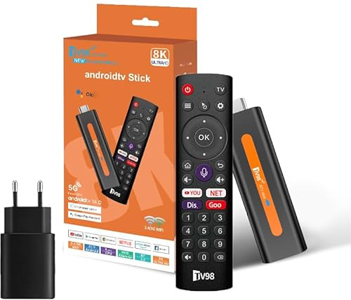Android TV Stick 4K 2G+16GB H313 Quad-Core 64bit WiFi5 Dual 2.4G/5G WiFi HDR10+ HD Smart TV Stick Box (H6 2+16 APP)