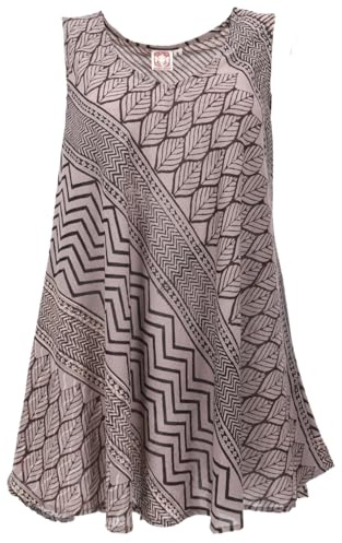 GURU SHOP Boho Blusentop, Leichtes Longtop Blockdruck - Anthrazit, Damen, Baumwolle, Size:M