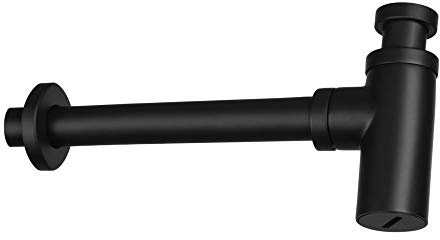 Siphon design en laiton pour lavabo noir ou blanc 1 1/4 Syphon Sifon Vanne d'écoulement Vanne de vidange pour lavabo Siphon tubulaire Bouchon anti-odeurs (Noir)
