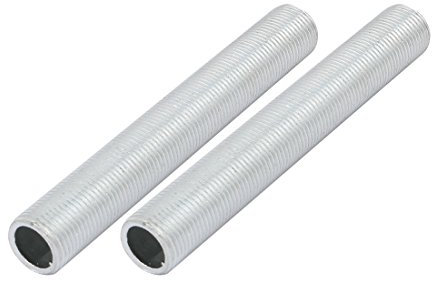 sourcing map Tige Filetée Creuse M12 Tube Filete Filetage 85mm Longueur Supérficiel Lampe Tuyau Mamelon pour Réparation Luminaire Lampe Lustre Zinc Allié Argenté Paquet de 2
