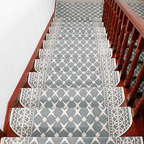 LIVEINU Moderner Stil Selbstklebend Stufenmatten Treppen Teppich Halbrund Waschbar Starke Befestigung Anthrazit Treppen-Matten 24x65cm (15 Stück) Grau