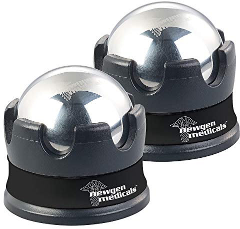 newgen medicals Massagekugeln Metall: 2er-Set kühlende Massage-Bälle aus Edelstahl (Massage-Roller, Ball zur Triggerpunkt, Fuss Massager)