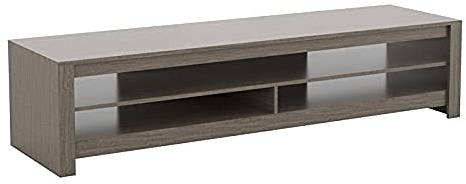 AVF Rectangular Wood TV Stand - Calibre 1.8m Floor Stand Unit - For Screens Up to 85 - 55kg Max Weight - Grey Oak Effect Finish - AV Equipment Storage Shelf - Large Unit - CA180RGRE