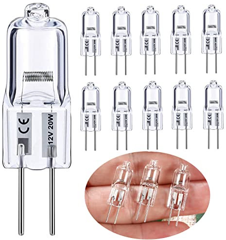 Vinaco G4 12V 20W Halogen Glühbirne, 10er Pack G4 Halogen 20W Leuchtmittel Dimmbar Warmweiß 2800K, Lange Lebensdauer Halogenlampen G 4 20 Watt für Unterschrank-Puckleuchte, Kronleuchter.