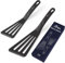 HOTEC Silikon-Fischwender mit Schlitzen, Pfannenwender, Pfannenwender zum Kochen, hitzebeständig, antihaftbeschichtet, stark, spülmaschinenfest, schwarz