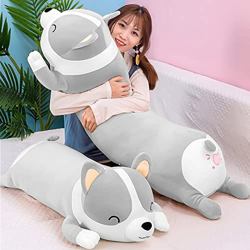 SNOWOLF Shiba Inu - Cuscino in peluche per cani e corgi Akita, morbido peluche confortevole, regalo per ragazze e ragazzi (grigio, 60 cm)