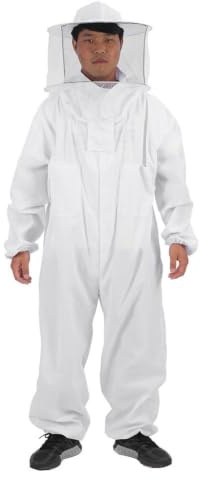 Headerbs Professionell Biodlingsskydd, 65% Bomull och 35% Polyester Vit Utrustning Biodlardräkt för Biodling för Hela Kroppen (XL)