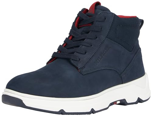 Tommy Hilfiger Herren Low Boot Stiefel Hybrid Chukka aus Leder, Blau (Desert Sky), 41