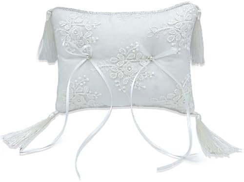 Kraeoke Ringkissen Hochzeit Spitze Ring Kissen Quaste Traukissen Standesamt Ringbox für Hochzeit Accessoires Eheringe