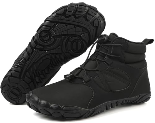 Barefoot Shoes Mens Womens Winter Wide Toe Box Runner Minimalist Zero Drop Sole High-top Walking Shoes Outdoor Warm Snow Boots Lightweight Warm Snow Boots Outdoor Anti-Slip Ankle Boots Black 38