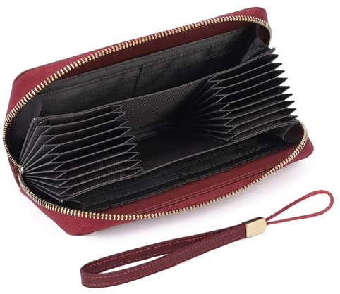 GAEKEAO Geldbörse Damen, Portemonnaie Damen mit Großer Kapazität, Geldbeutel Damen mit Mehreren Fächern und RFID-Schutz
