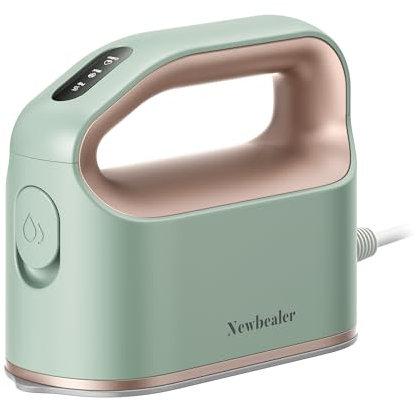 Newbealer Kleines Dampfbügeleisen, 1200W Reise Bügeleisen Dampf, 3 Dampfeinstellungen, Antihaft-Sohle, Travel Iron für Urlaub, 45s Schnelles Aufheizen, 180ml Wassertank, Grün