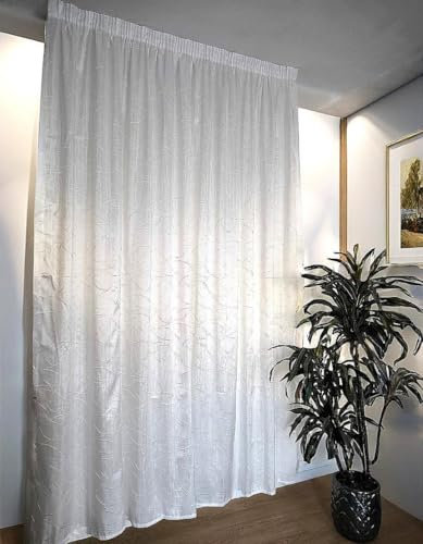 CATTANI TESSUTI Cortina con Cinta fruncidora a Medida, Tejido de privacidad Blanco, para salón o Dormitorio,Ancho del Panel 280 cm, para rieles de 140/170 cm, Altura de 180 a 290 cm - 280 x 250 cm