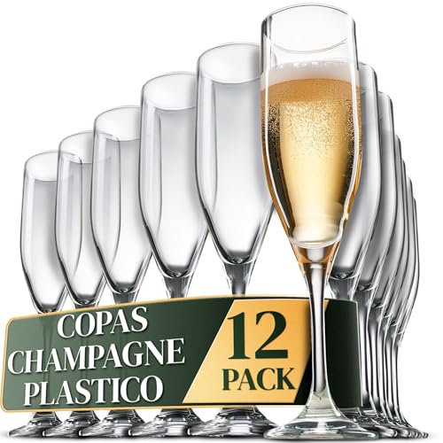 Sektgläser Plastik 12 Stück wiederverwendbar. Sektgläse kunststoff, langlebig & robust – Plastik Sektgläser & sektglas plastik, leicht zu reinigen, ideal für Hochzeiten, Feiern, Gartenpartys & Events