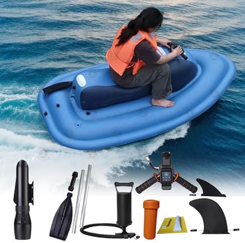 menglanchang Barco De Motor EléCtrico De Verano En Bote De Esquí De Jet Bote+500w Kayak Electric Motor+10000mah Capacidad De BateríA, Scooter Submarino, Balsa De Piscina Inflable Tiene hasta 150kg
