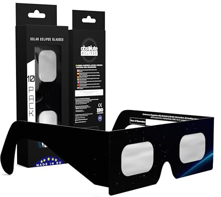 Absolute Eclipse Gafas Eclipse Solar 10 Pack Homologadas ISO 12312-2 CE EPI Eclipse Total 2026, 12 Agosto España | Orbiter