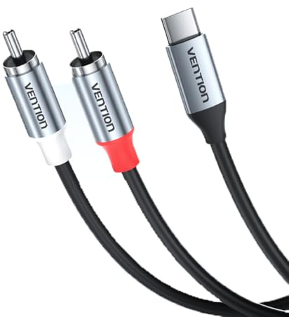 VENTION USB Type C to 2 RCA Audio Cable USB C RCA Cable 2rca Jack Stereo Adapter Cable Dual Cinch Plug Y Cable for Home Theater Amplifier DVD TV Speaker Hi-Fi Laptop (1M/3.3ft)