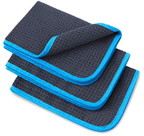 Aurum-Performance® Saugstarkes Waffeltuch für Autoscheiben und Fenstertuch - 100% Fusselfrei und absolut streifenfreie Scheibenreinigung (3er Set, 40x30cm)